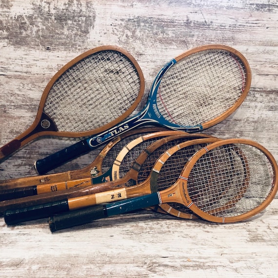 Raquette De Tennis Dunlop En Bois Vintage, Avec Presse à Cordes, Collection