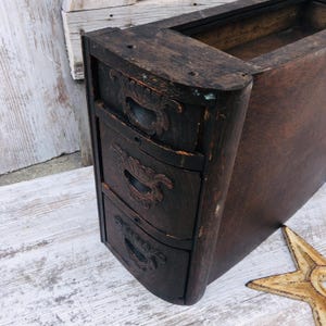 3 Wood Sewing Machine Singer Drawer Cabinet Stained Wooden Sewing Drawer Enclosed Top Industrial Storage White Star bild 5