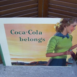 1942 Original Coca Cola Advertising Cardboard Poster Coca Cola Belongs
