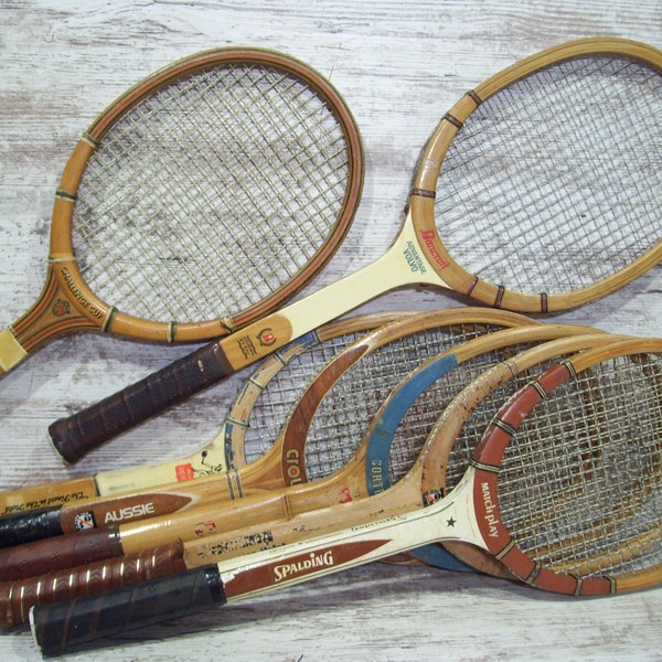 Wood Tennis Rackets ABC World Of Sports Crown Aussie Bancroft Volvo Miss America Wright And Ditson Spalding Rackets 30