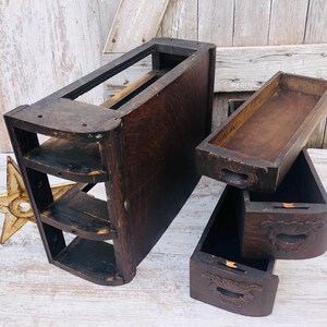 3 Wood Sewing Machine Singer Drawer Cabinet Stained Wooden Sewing Drawer Enclosed Top Industrial Storage White Star bild 6
