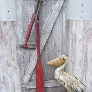 Antique Wood Forward Rowing Boat Oar FA Allen Patented 1800's Two Piece Folding Iron Paddle Beach Cabin Lakehouse Decor Nautical