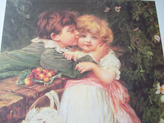 Frederick Morgan Over the Garden Wall Young Children Hugging Dated