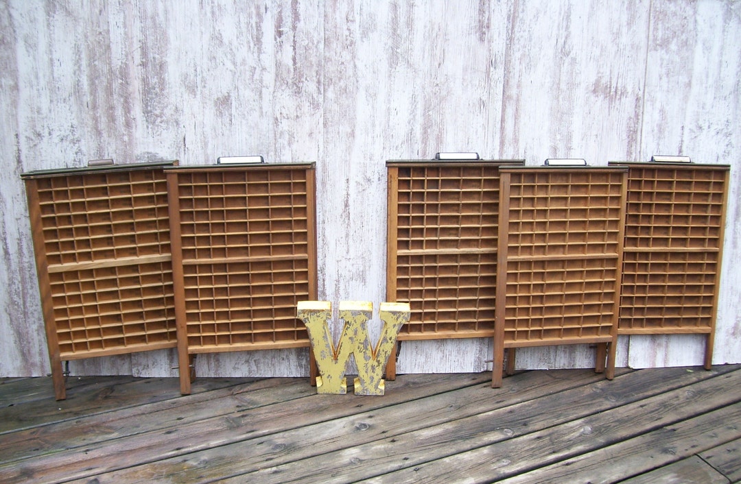 Hamilton Printers Drawer Ludlow Letterpress Tray Brown Wood Sections