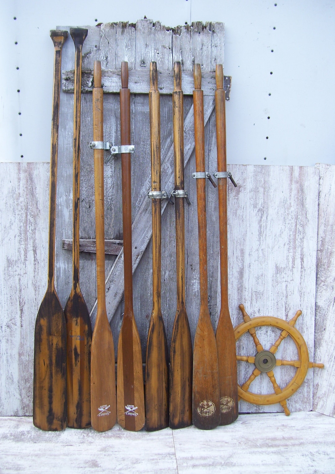 2 Vintage Wooden Boat Oars 71 Carlisle OR 65 Smokers Brand Walnut