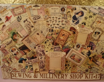 Miniature KIT 1:12 Scale Digital Download Millinery/Haberdashery Antique style cut and assemble kit-17