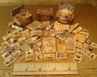 Miniature 1:12 scale Antique Style collection of Old World Papers, Maps And Trunks- Kit 12- Print-On-Demand Digital Download