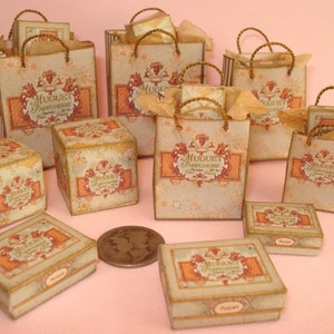 Digital Download Printable Miniature Kit Miniature 1:12 Scale French Perfume Shopping bags and boxes Kit 9