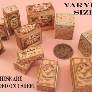 Miniature 1:12 Scale Kit Printable Digital Download 32 French Toiletry Boxes Kit-2