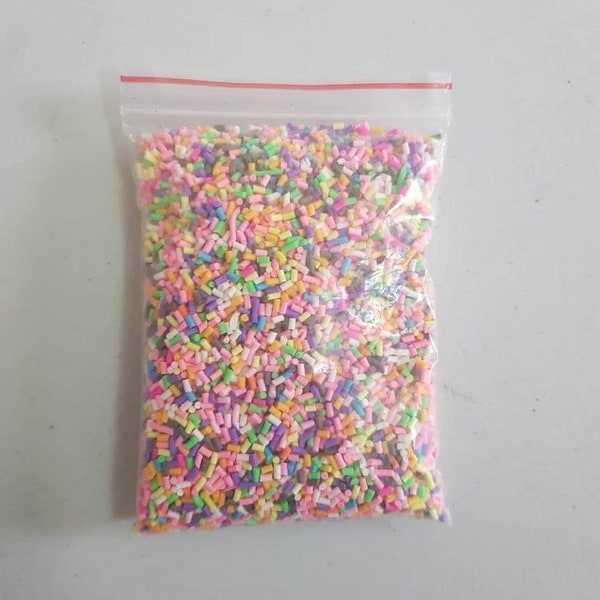 Large bag of multi coloured fimo sprinkles for a whole range of craft projects.