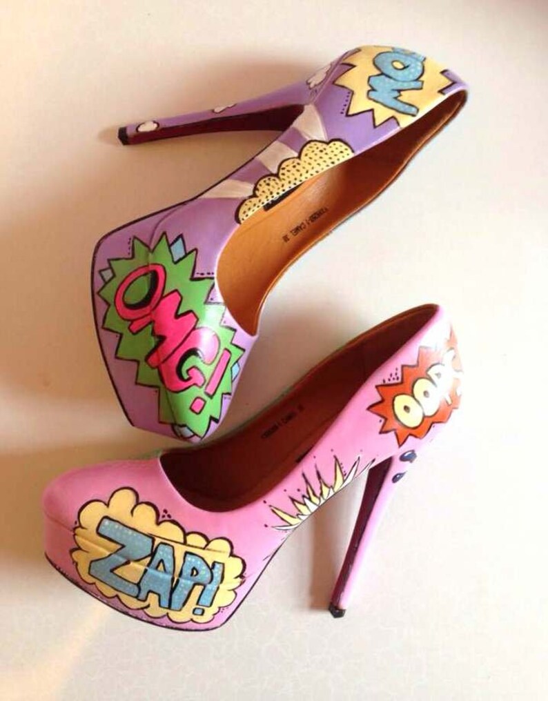 POP Culture Amazing pastel pop art shoes with pops whizzes Etsy