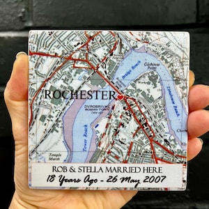 Personalized Vintage Map Coaster: 9th Anniversary Ceramic Gift