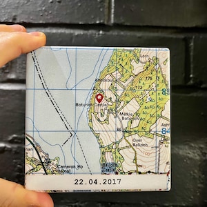 Personalised Location Map Coaster: New Home Gift, Ceramic Gift, Contemporary Map Design