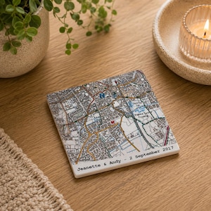 Personalised London Map Coaster, Contemporary Ceramic New Home Gift • Wedding Gift • Ceramic Gift • Anniversary Gift • Farewell Gift