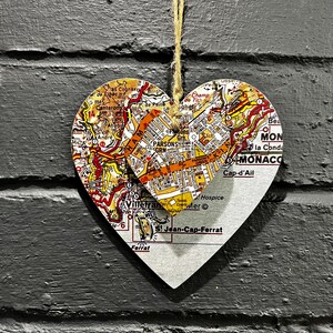 Personalised Map Heart Ornament: Two Locations, Vintage or Modern