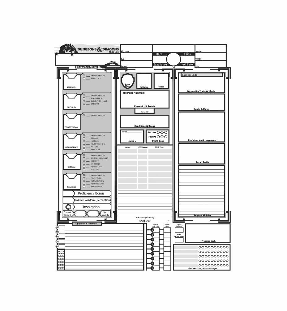 printable dd character sheet diy d and d character sheet