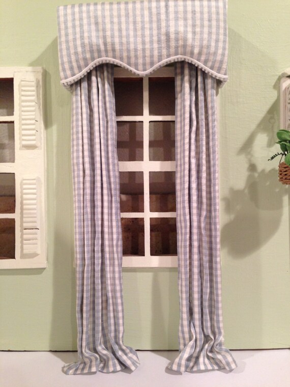 New Item Blue And White Silk Curtains With Valance 2 Available Etsy