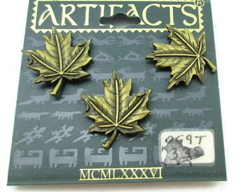 JJ Jonette Lapel Bronze  Brooch Pin Maple Leaf Canadian Tie Tac Vintage Jewelry NOS Signed Gift Ideas Scarf Shawl Made in Usa