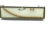 MONET Taupe Champagne Faux Bead Bracelet Earring Set NOS Post Vintage Costume Jewelry Designed Runway 90 39 s Bridal Mother of Bride Groom