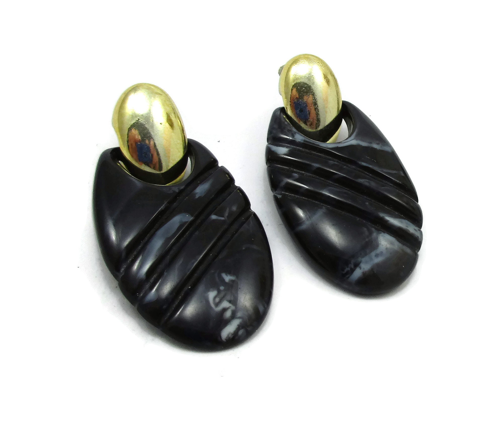 Black plastic hoop earrings Clearance