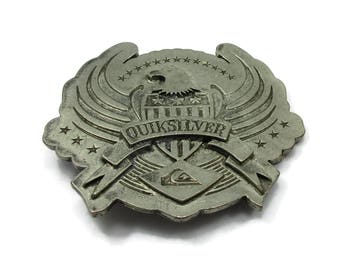 Quiksilver Silver Belt Buckle Patriotic Eagle Collectible Motorcycle Vintage Western Wear Tooled Design Gift Idea Western Man Unisex