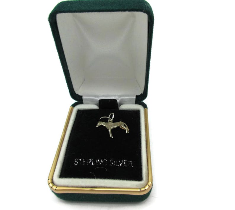 925 Sterling Silver Pendant Charm Horse Pendant Vintage Jewelry Designer Stamped Shawl Scarf Gift Ideas Necklace NOS