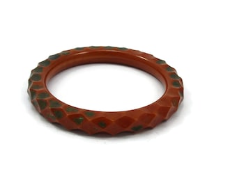 Honeycomb Bakelite Bangle Bracelet Carved Great Detail Stacking Bracelet Vintage Costume Jewelry Estate