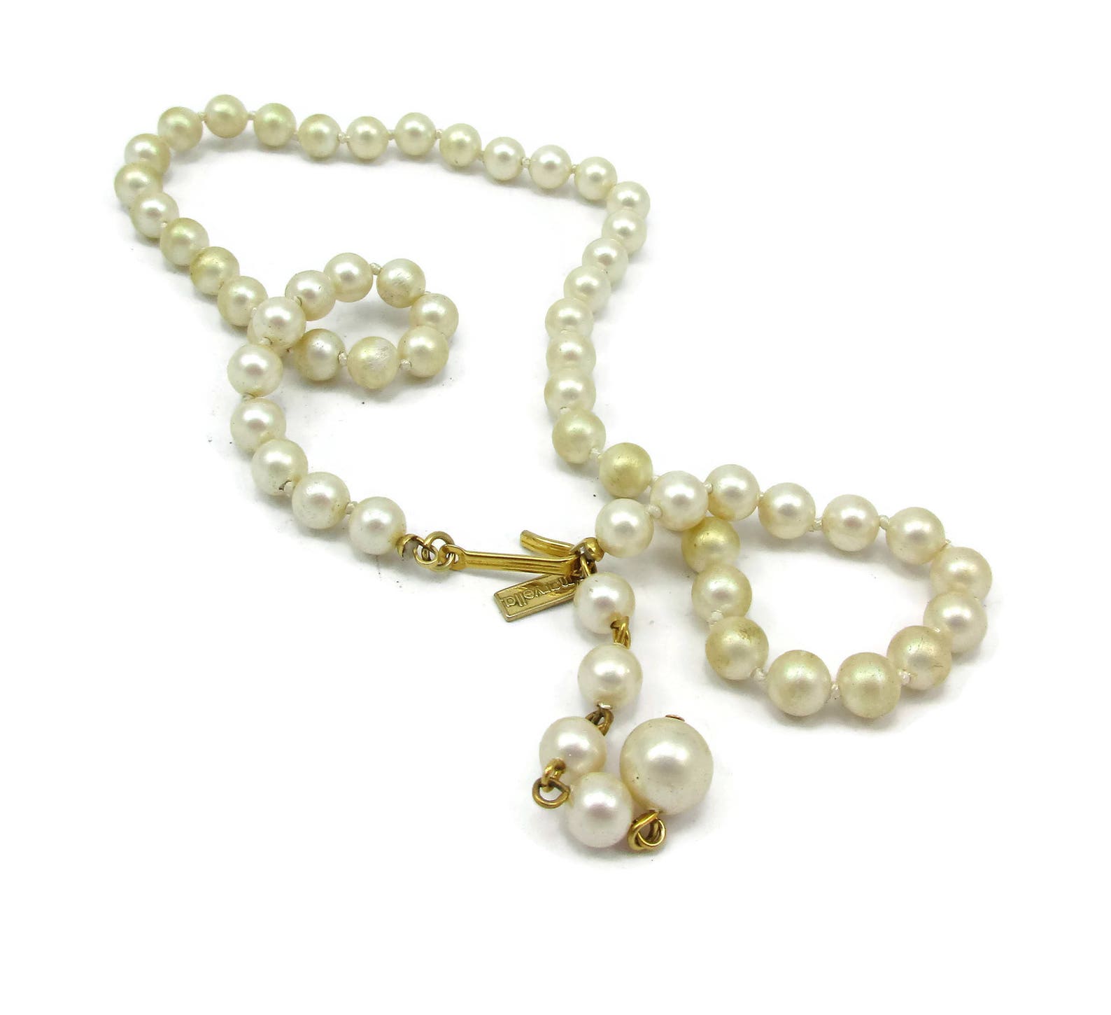 Marvella Pearl Necklace Gold Tone Necklace Bridal Jewelry 16 - Etsy