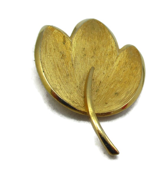 Signed BSK Gold Tone Pin Brooch Brushed Gold Geome