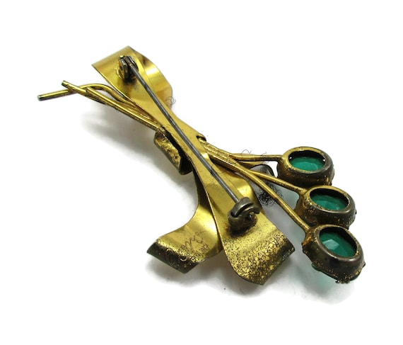 Sterling by Coro Gold Vermeil Rhinestone Brooch G… - image 2