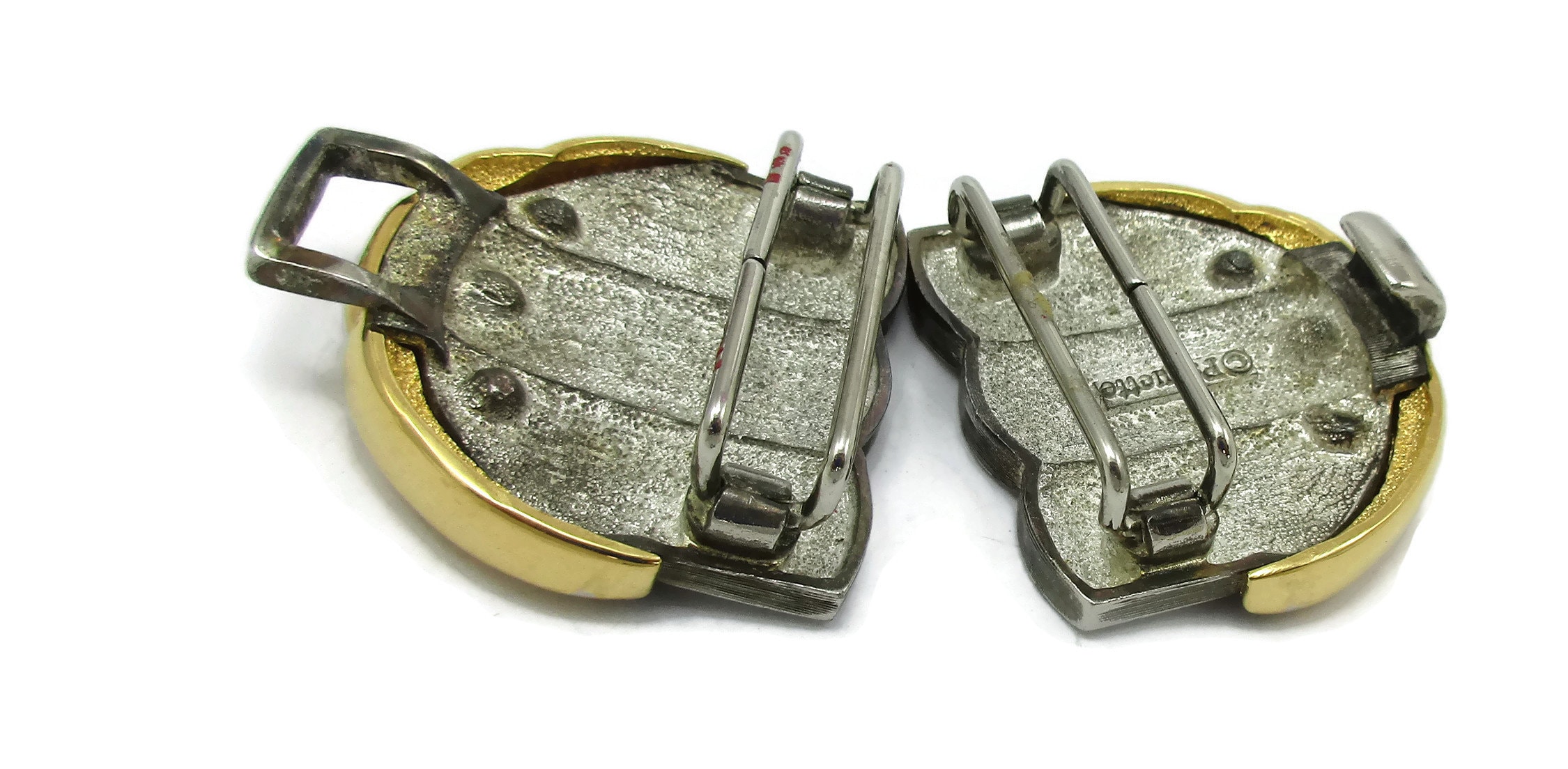 Paquette Belt Buckle Two Tone Silver Gold Tone Large Vintage 