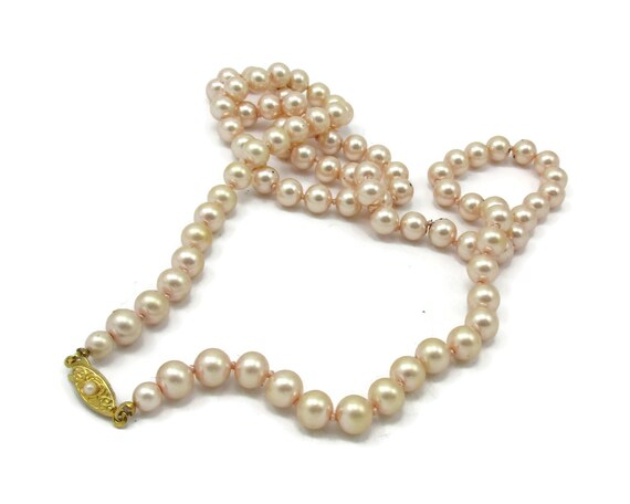 ■VINTAGE HOLLYWOOD■ Pearl n Beads Rose Necklace VH2435NE00 Pink Pearls Bead Necklace Single Strand Choker 30 Inches