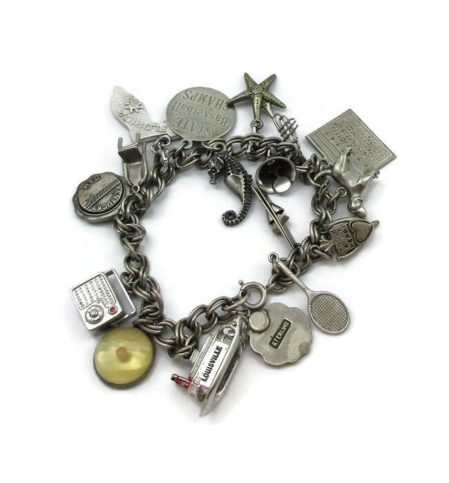アクセサリー UK Vintage Silver Charm Bracelet 50g VINTAGE WELLS STERLING SILVER CHARM BRACELET WITH CHARMS | eBay