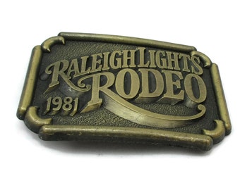 Raleigh Lights 1981 Rodeo Brass Belt Buckle Cigarette  NOS  Gift Idea  Wear Vintage 1970 Western Wear Trucker Gift Idea Mens Accessories