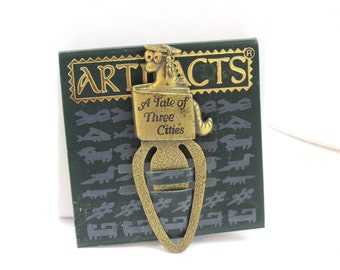 JJ Jonette Bookmark "A Tale of Three Cities" Brass Vintage Jewelry NOS Signed Finish Gift Ideas Collectables Artifacts Book Warm Ideas