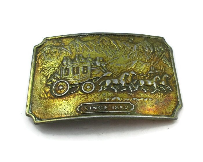 New Wells Fargo Vintage Look Country Western Belt Buckle 3.5 x 3.75 inches #6 