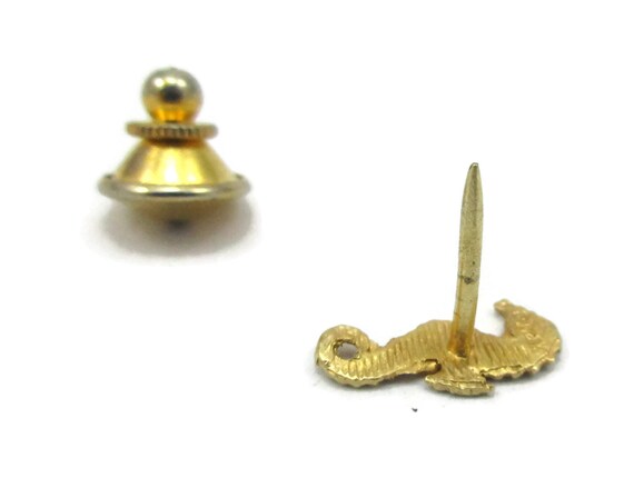 14K Yellow Gold Tie Tack Lapel Pin Seahorse Vinta… - image 3