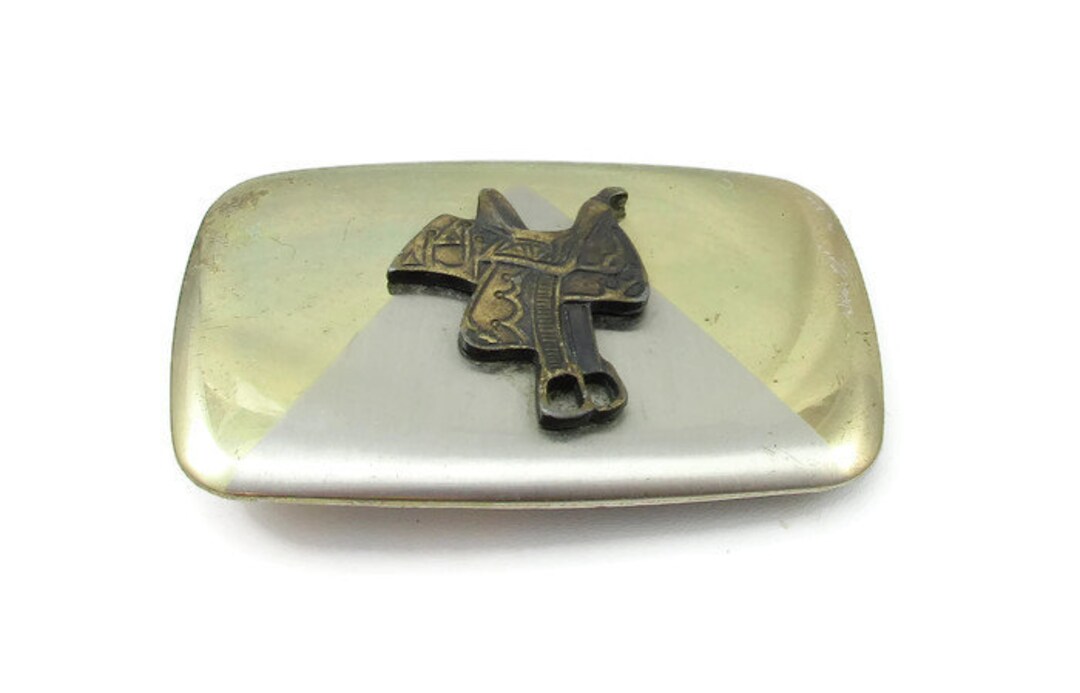 Two Tone Brass Cowboy Saddle Belt Buckle Gift Idea Jean Fashion Wear