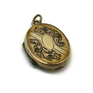 Gold Filled Locket Engraved Oval Pendant Dainty Victorian Designer Costume Jewelry Mothers Day Gift Ideas Estate Find