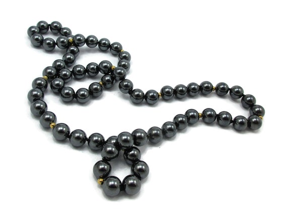 Grey Glass Bead Necklace Faceted Beads 22 Inches … - image 1