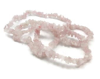 Pink Rose Quartz Chip Bead Necklace 34 Inches Long No Clasp Vintage Jewelry Bridal Victorian Vintage Estate Costume Jewelry