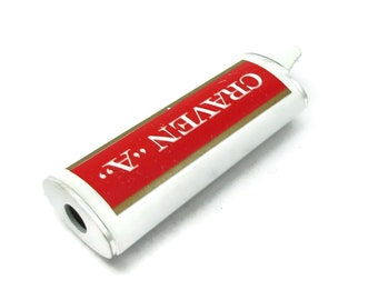 White Metal Red Craven A Lighter Case Holder Enamel Fireplace Case Bic Sleeve Collectible Vintage Metal Item