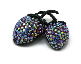 Japanned Weiss AB Rhinestone broche de fresa metal broche pin vintage traje joyería de alta gama moda propiedad chal bufanda suéter