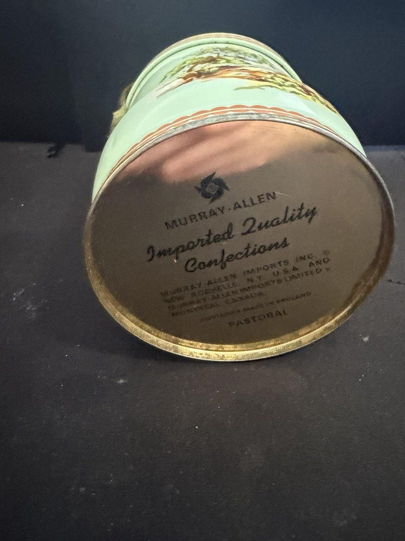 Vintage Murray Allen Company Pastoral Tin With Lid Handle Made in England image 3