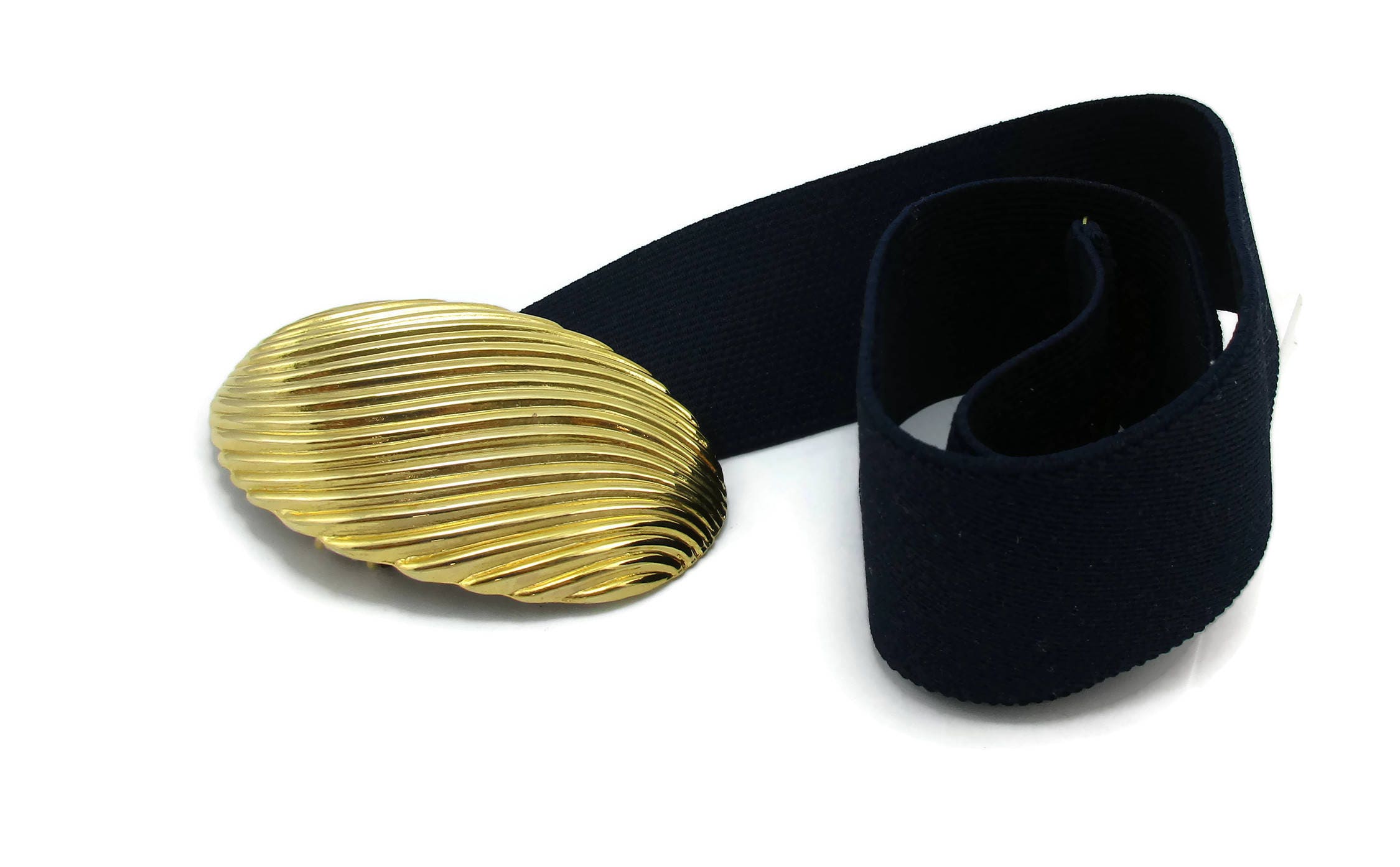 Vintage 80s Day-Lor Gold Buckle Navy Belt Vintage 80s Day-Lor Gold Buckle Navy Belt main image 3