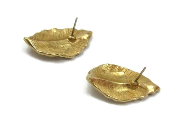 Lois Ferard Paris Earrings Gold Tone Leaf Design … - image 2