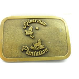 Brass Belt Buckle Hit Line USA Riverview Plantation Gift Idea Jean Wear Vintage 1970 Western Wear Fathers Day Mens Accessories Wanted Poster