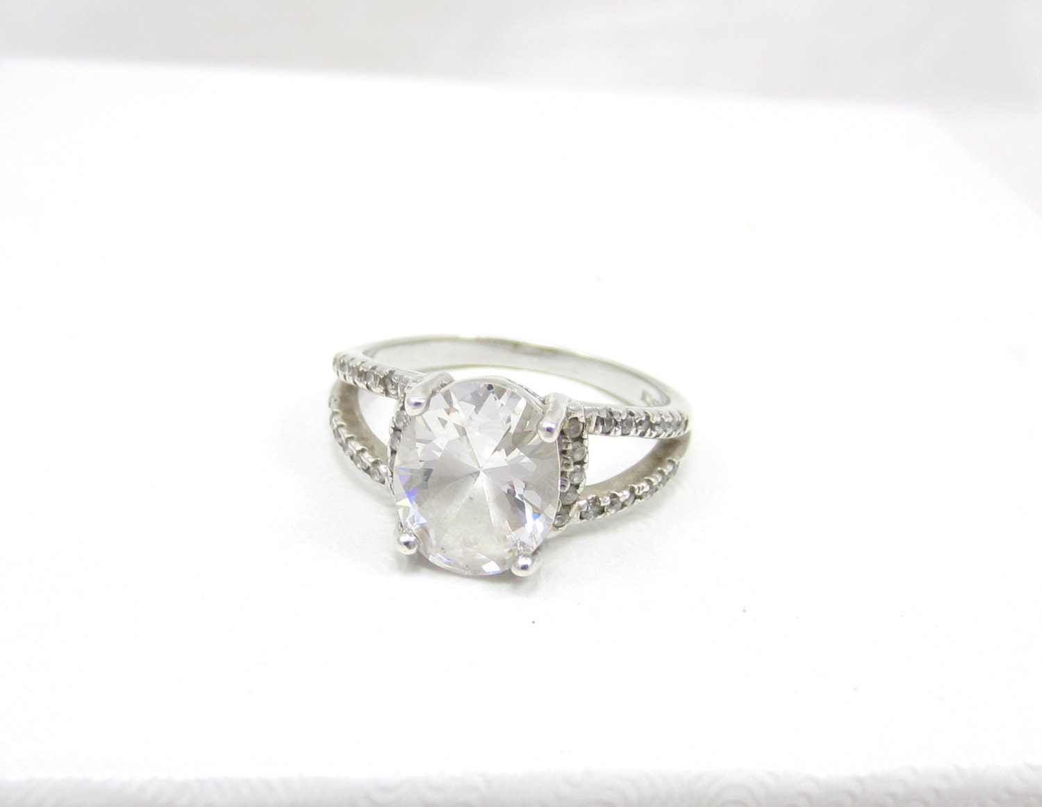 Sterling Silver 925 Oval Ring Cubic Zirconia Signed IBB 925 CZ - Etsy