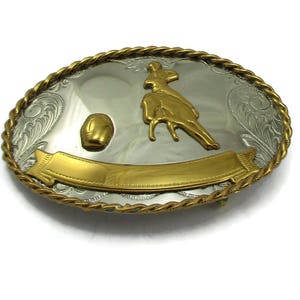 German Silver Bucking Bronco Horse Design Belt Buckle Rodeo Lovers  Vintage Western Wear Tooled Design Gift Idea Western Man Unisex