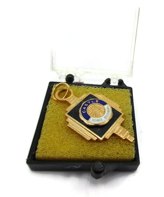 Gold Tone Castle High School Charm Old Collectibl… - image 1